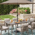 Amalfi Rectangular Aluminum Table with 6 Fixed Chairs and 2 Swivel Chairs