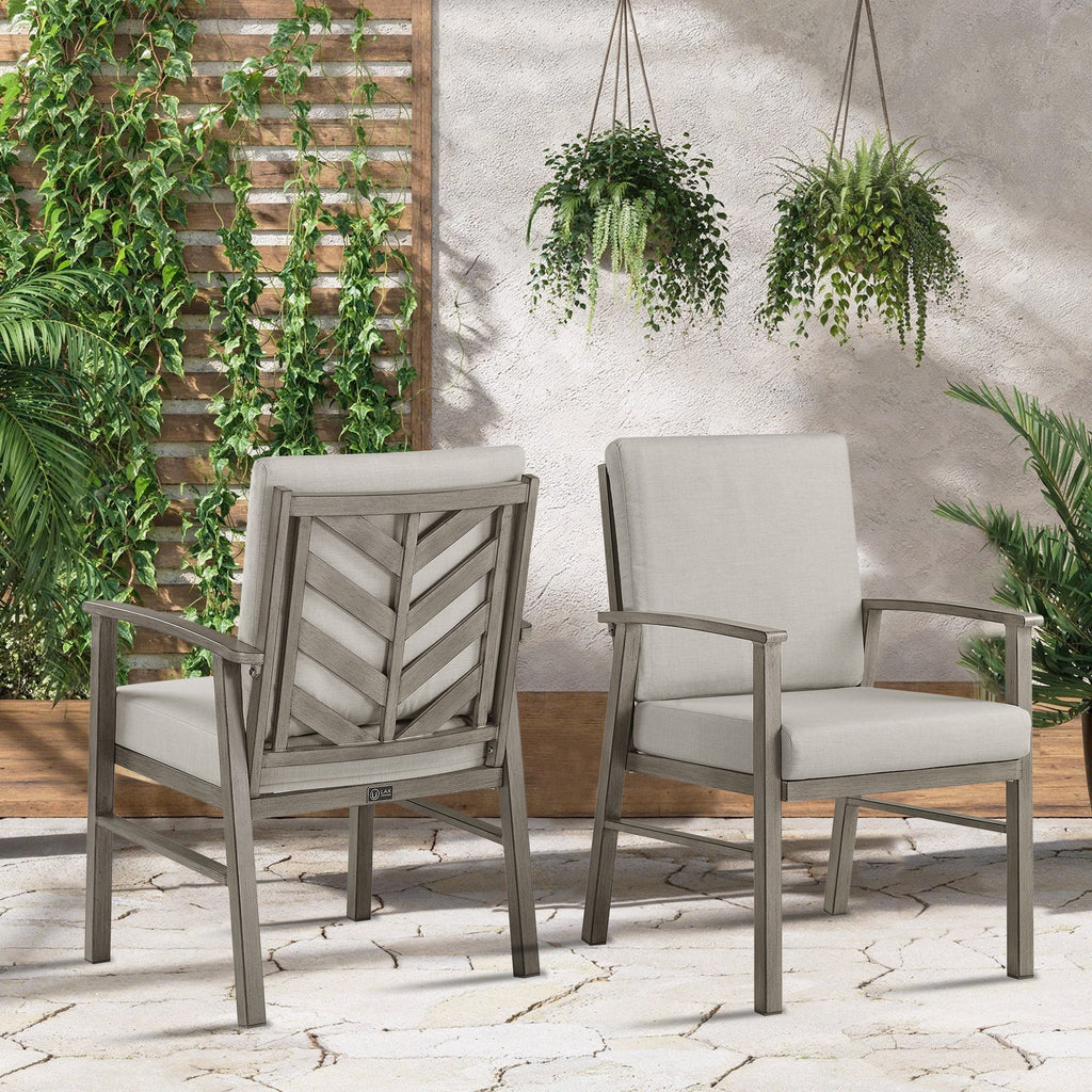 2-Piece Patio Aluminum Dining Chairs With Sunbrella® Cushions