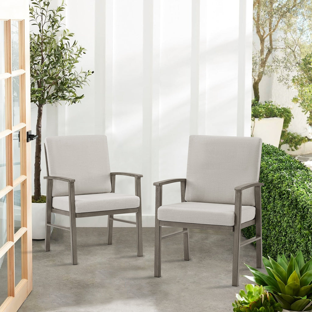 2-Piece Patio Aluminum Dining Chairs With Sunbrella® Cushions