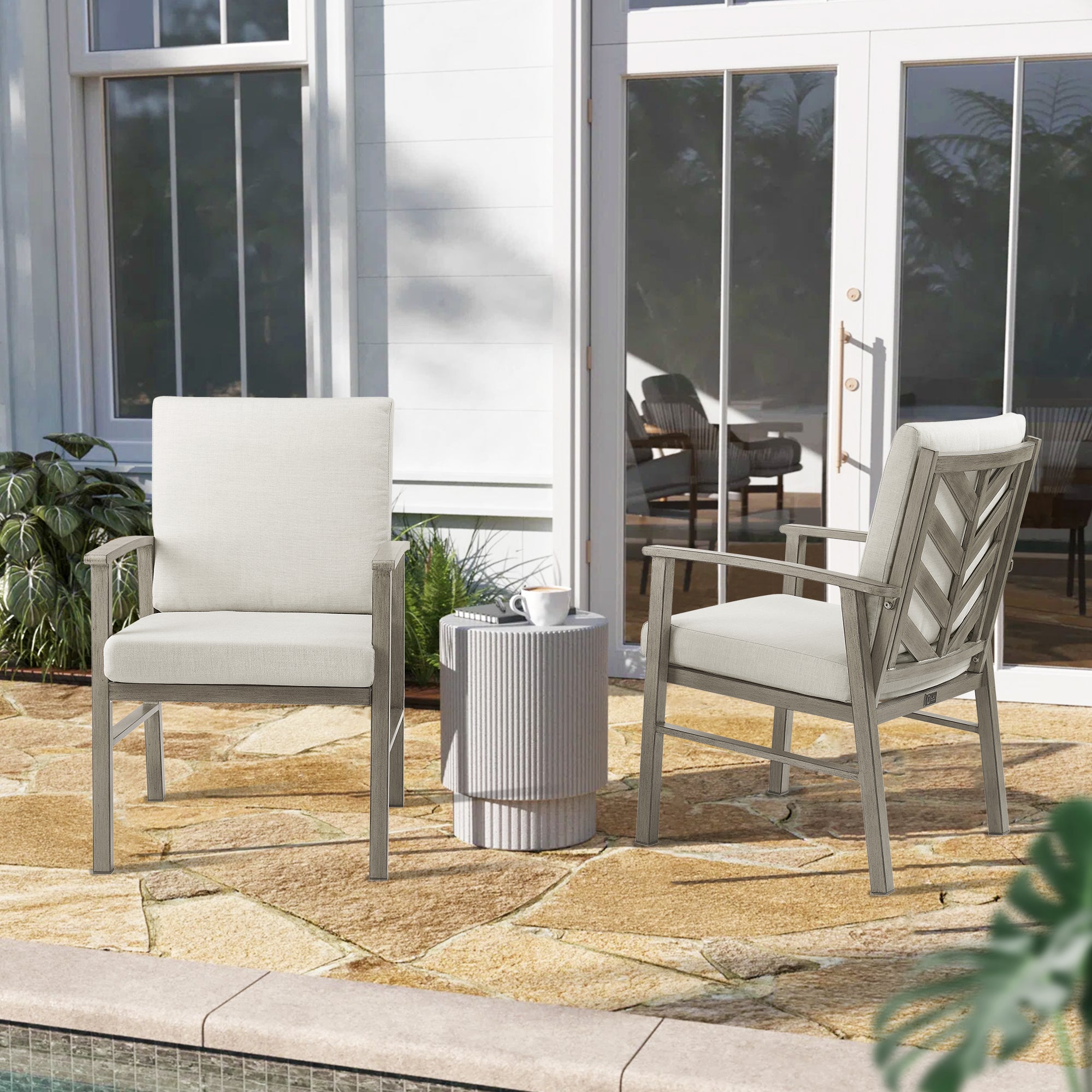 7-Piece Aluminum Outdoor Oval Dining Set with Sunbrella® Cushions