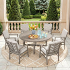 6-Person Aluminum Patio Round Dining Set With Sunbrella® Cushions