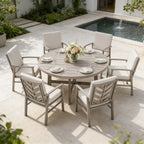 6-Person Aluminum Patio Round Dining Set With Sunbrella® Cushions
