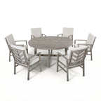 6-Person Aluminum Patio Round Dining Set With Sunbrella® Cushions