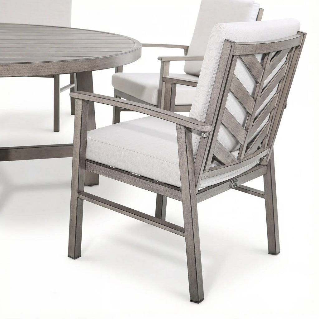 6-Person Aluminum Patio Round Dining Set With Sunbrella® Cushions