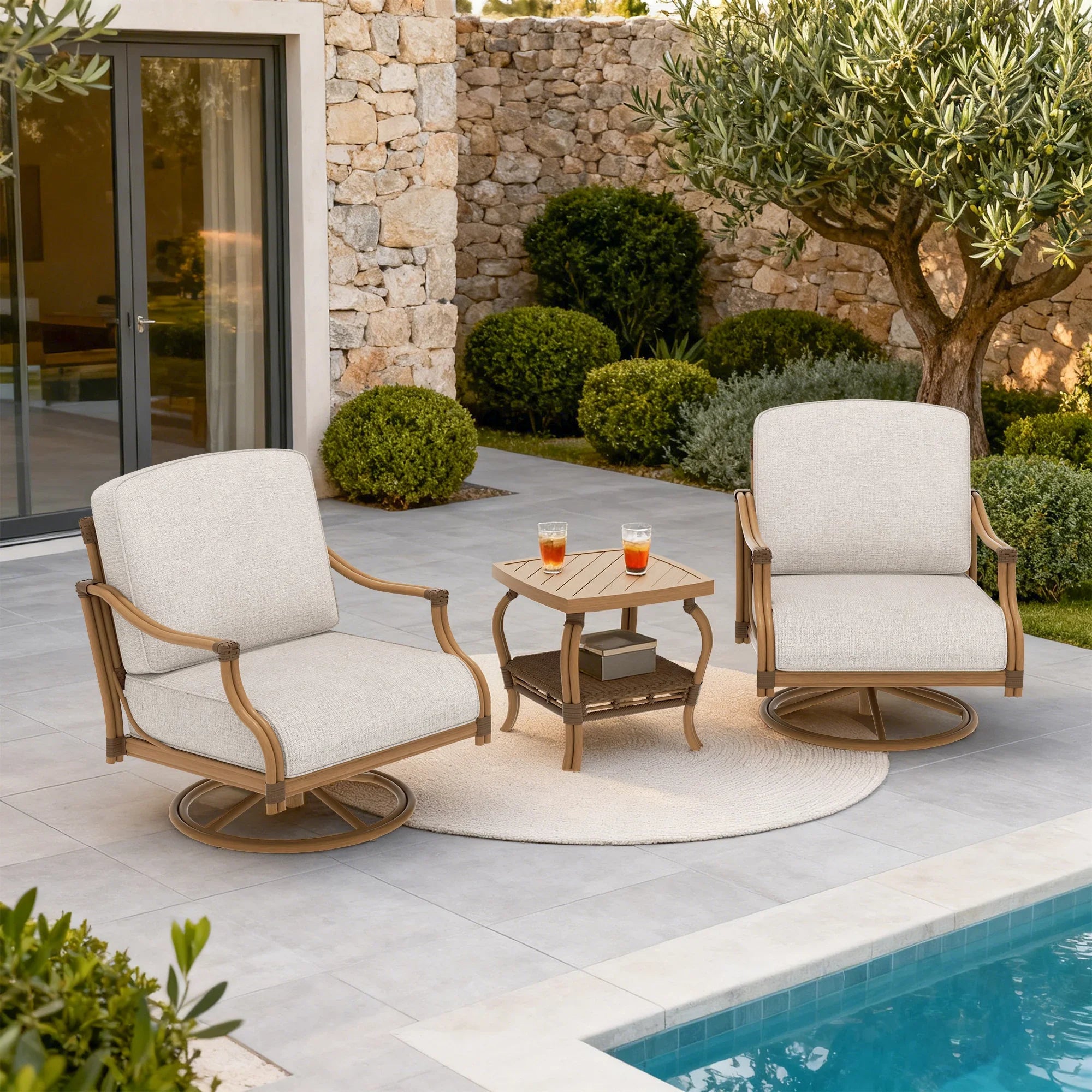 2-Piece Swivel Lounge Chair and End Table