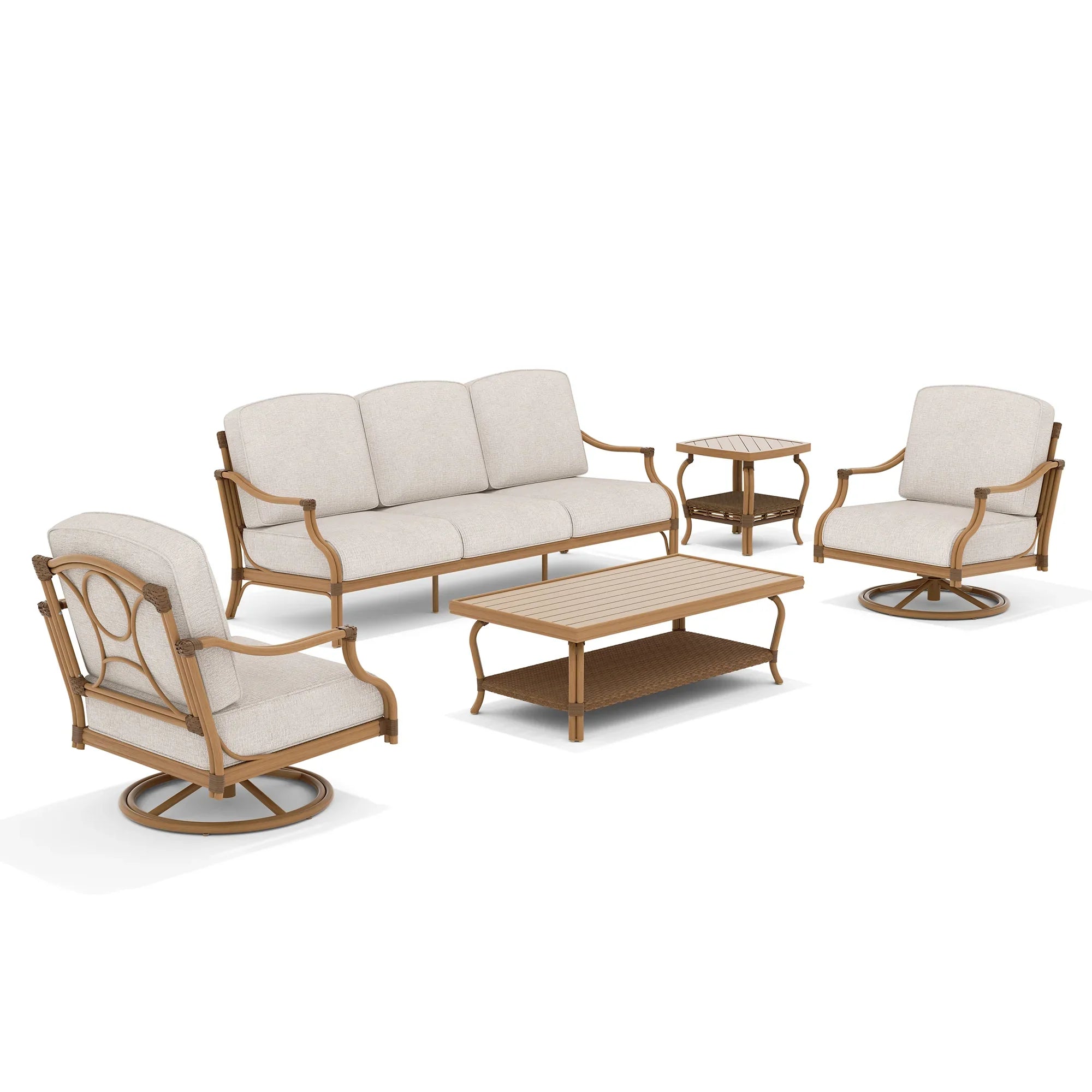 5-Piece Patio Furniture Sets With Swivel Chairs