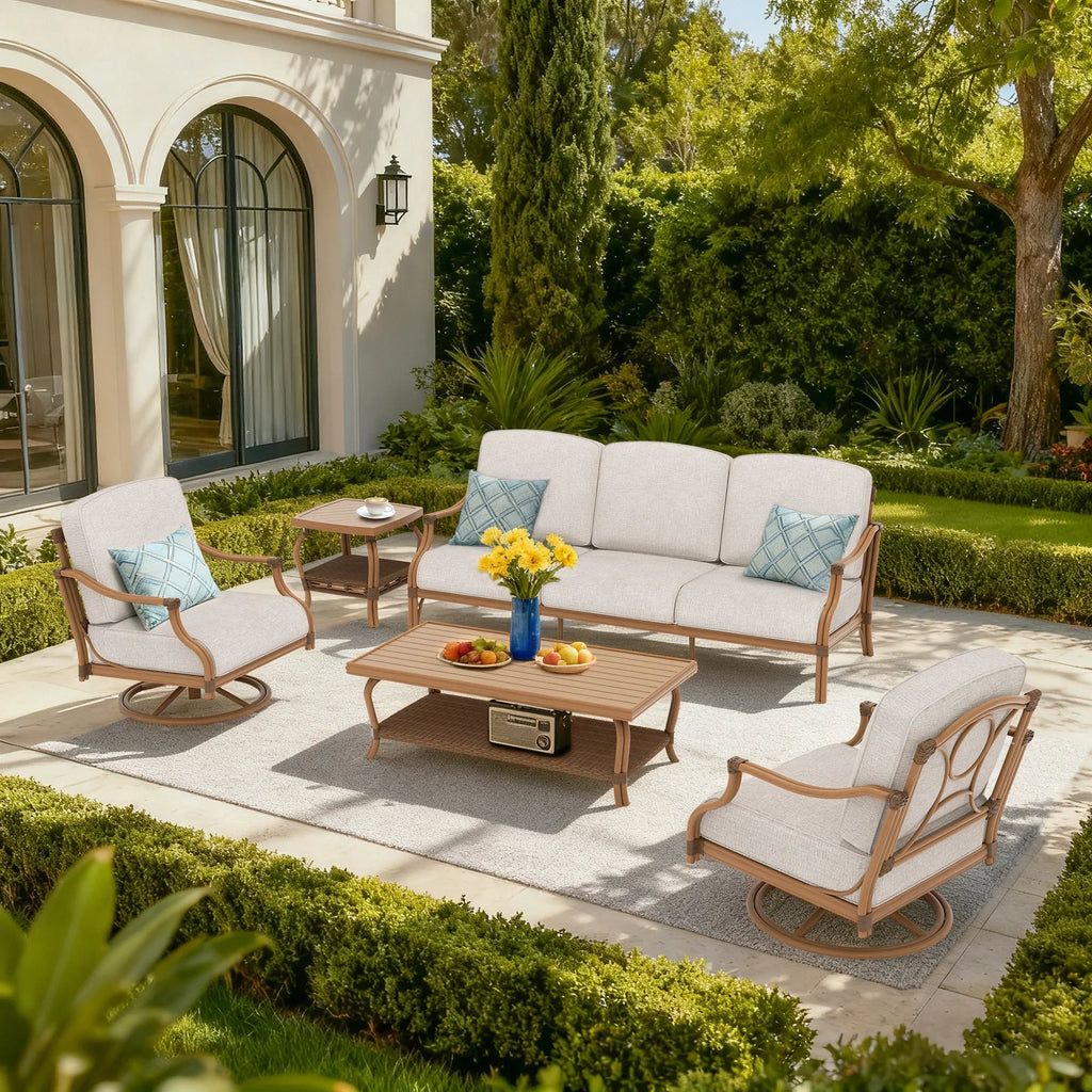 5-Piece Patio Furniture Sets With Swivel Chairs