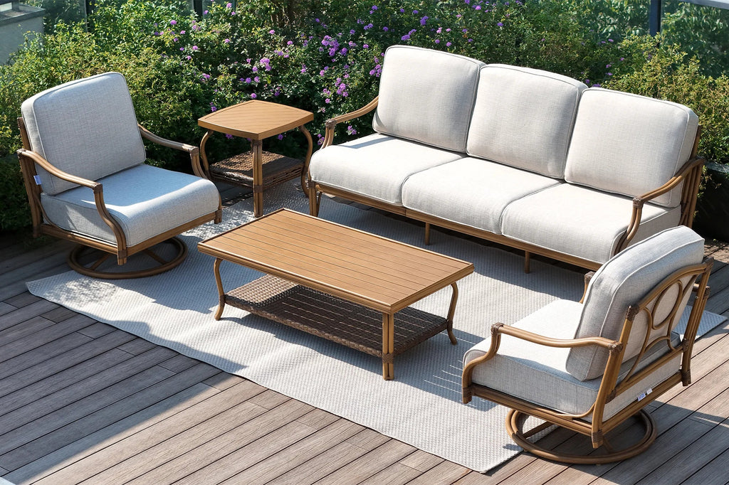 5-Piece Patio Furniture Sets With Swivel Chairs