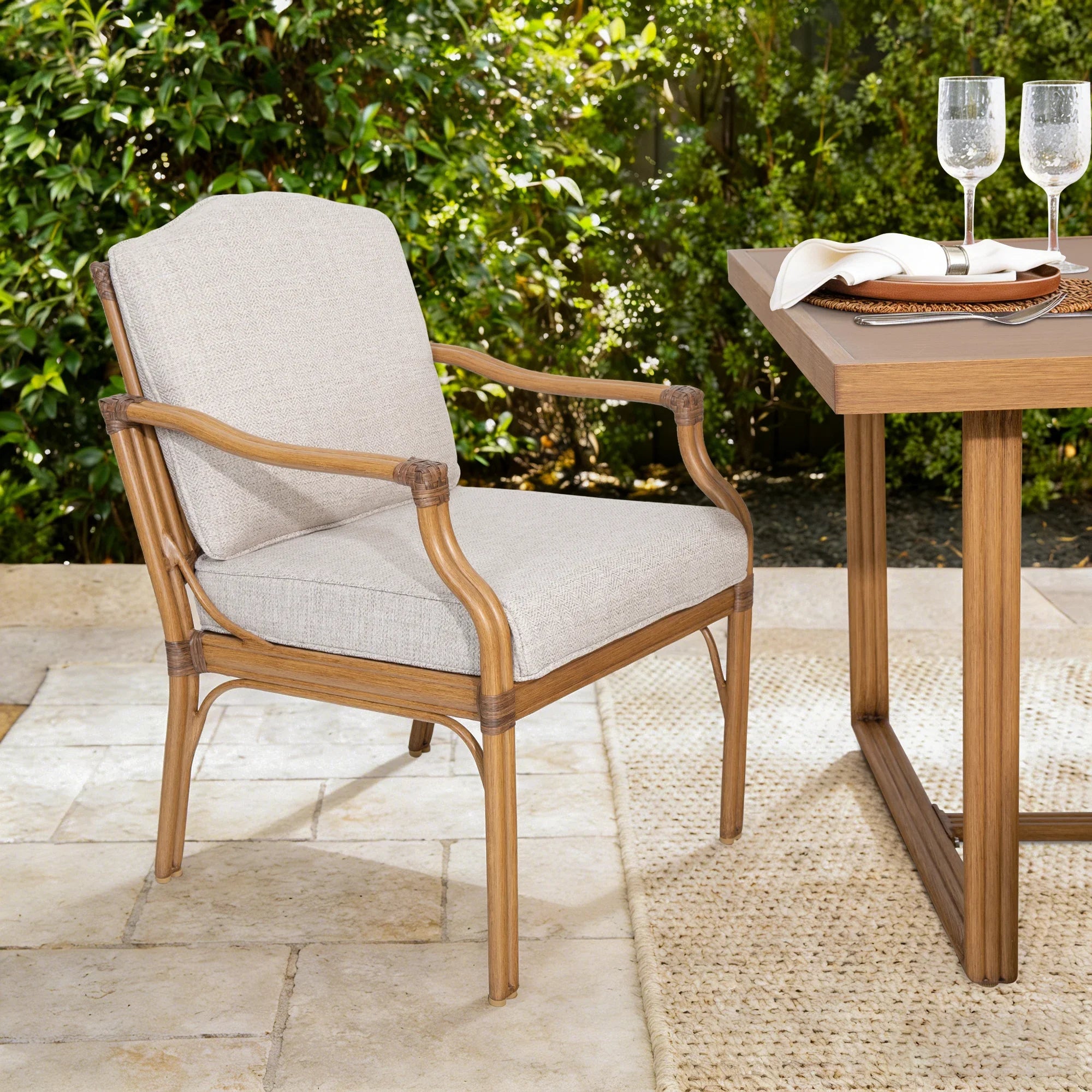 Weather-Resistant Outdoor 84"L Dining Table and 6 Armchair