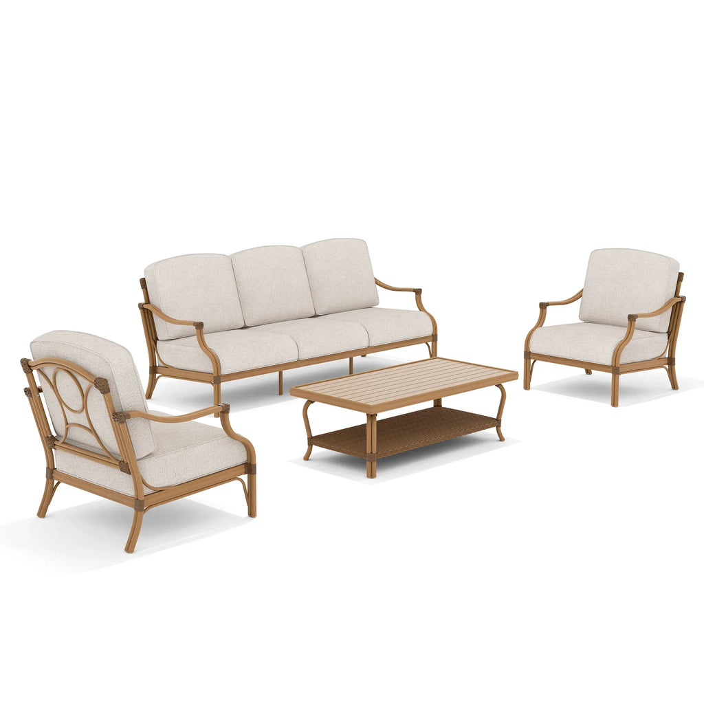 Outdoor Sofa and 2 Chairs with Coffee Table