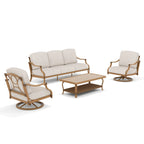 Patio Sofa and 2 Swivel Chairs with Coffee Table