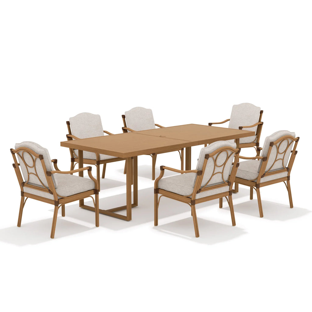 Weather-Resistant Outdoor 84"L Dining Table and 6 Armchair