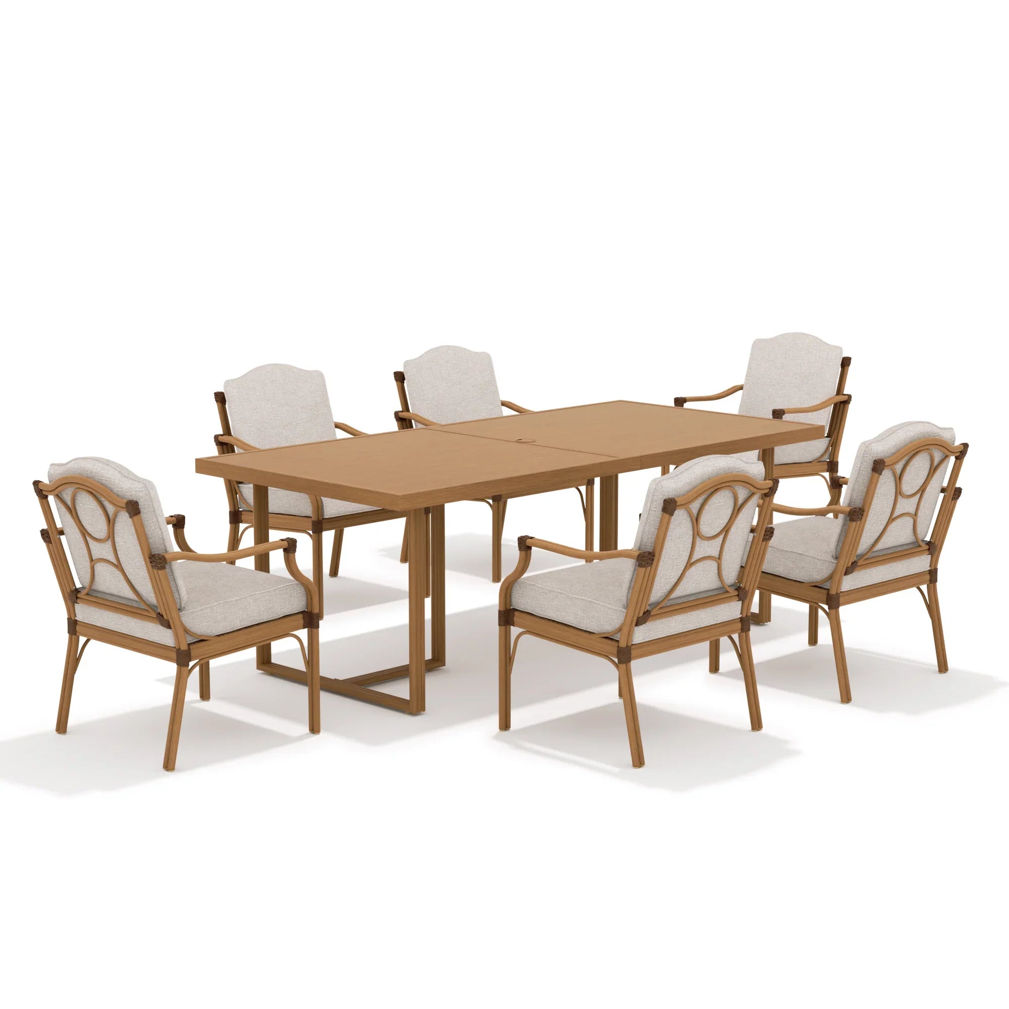 Weather-Resistant Outdoor 84"L Dining Table and 6 Armchair