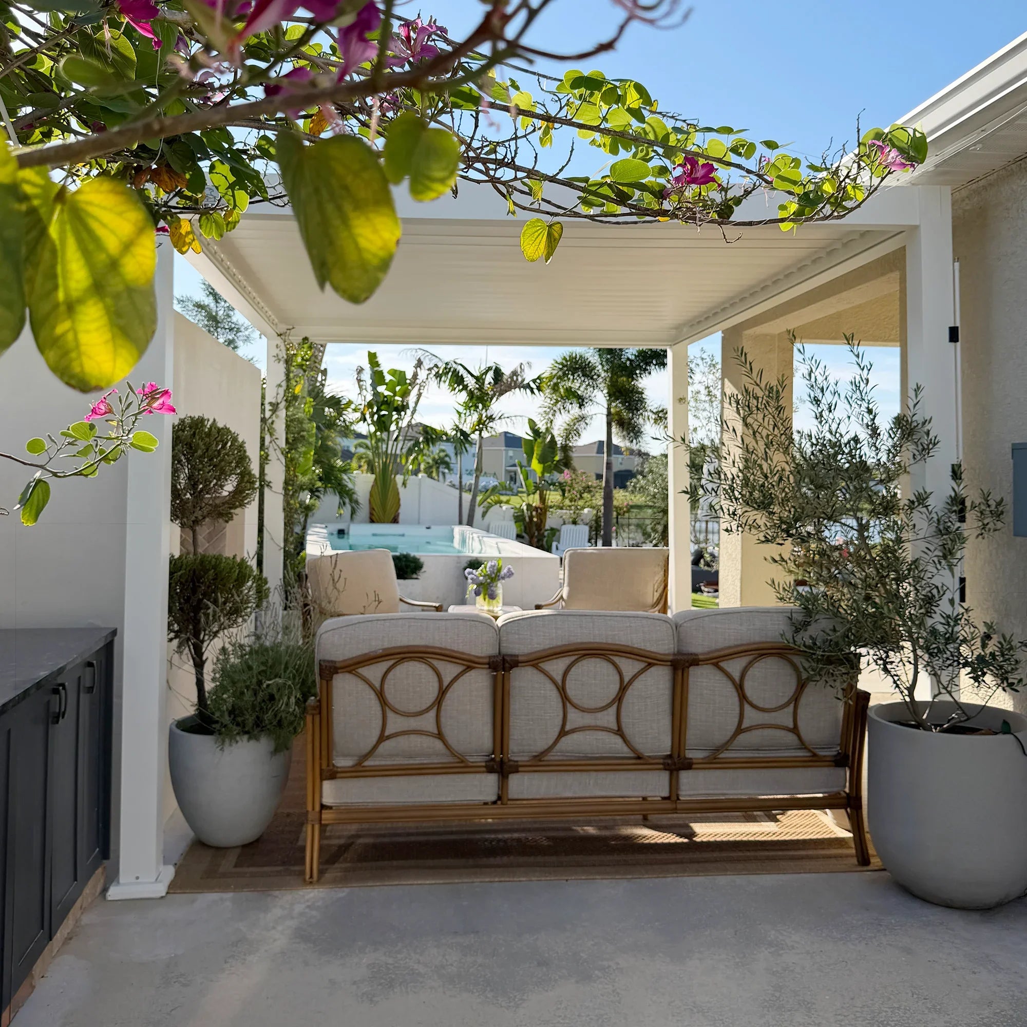 Outdoor Sofa and 2 Chairs with Coffee Table