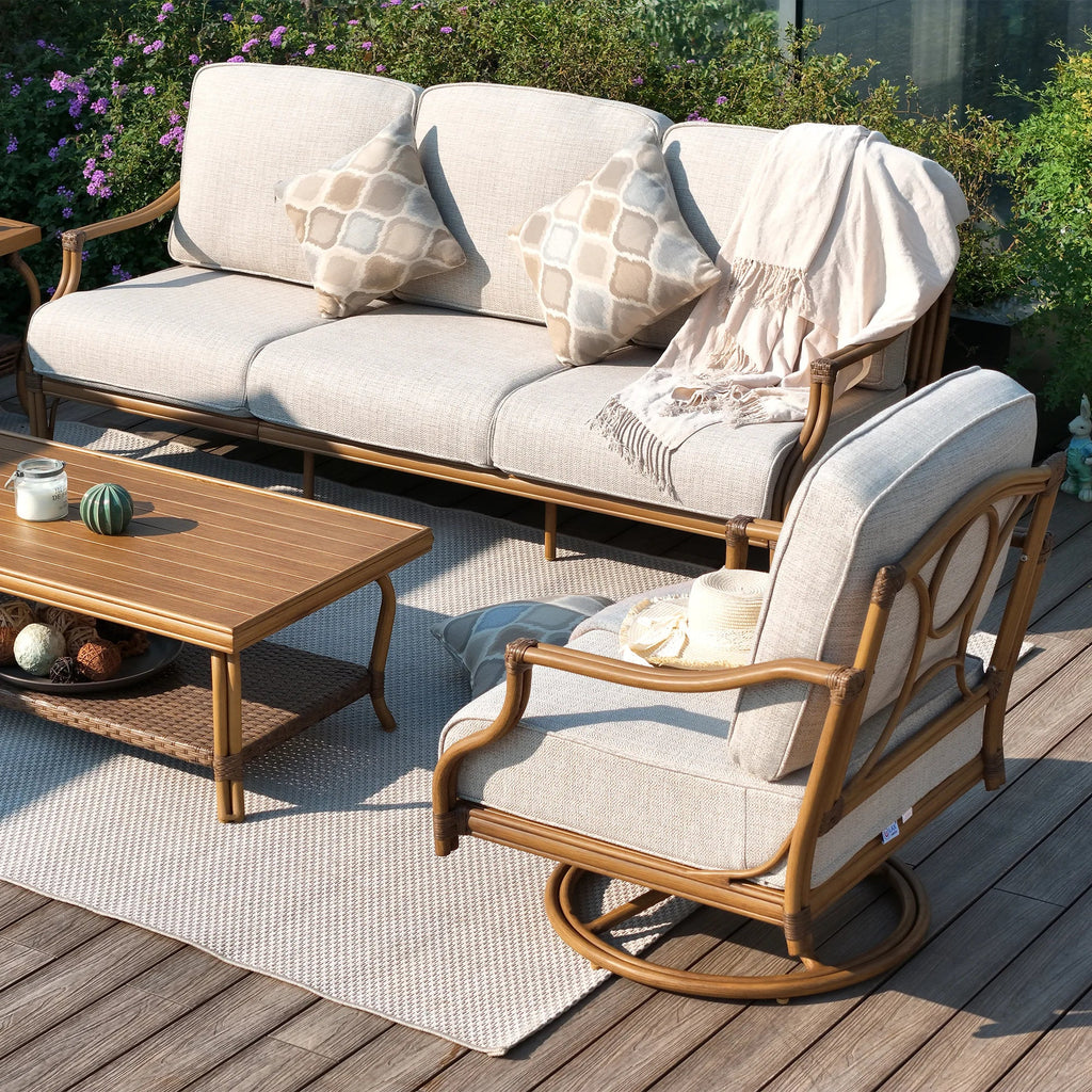 5-Piece Patio Furniture Sets With Swivel Chairs