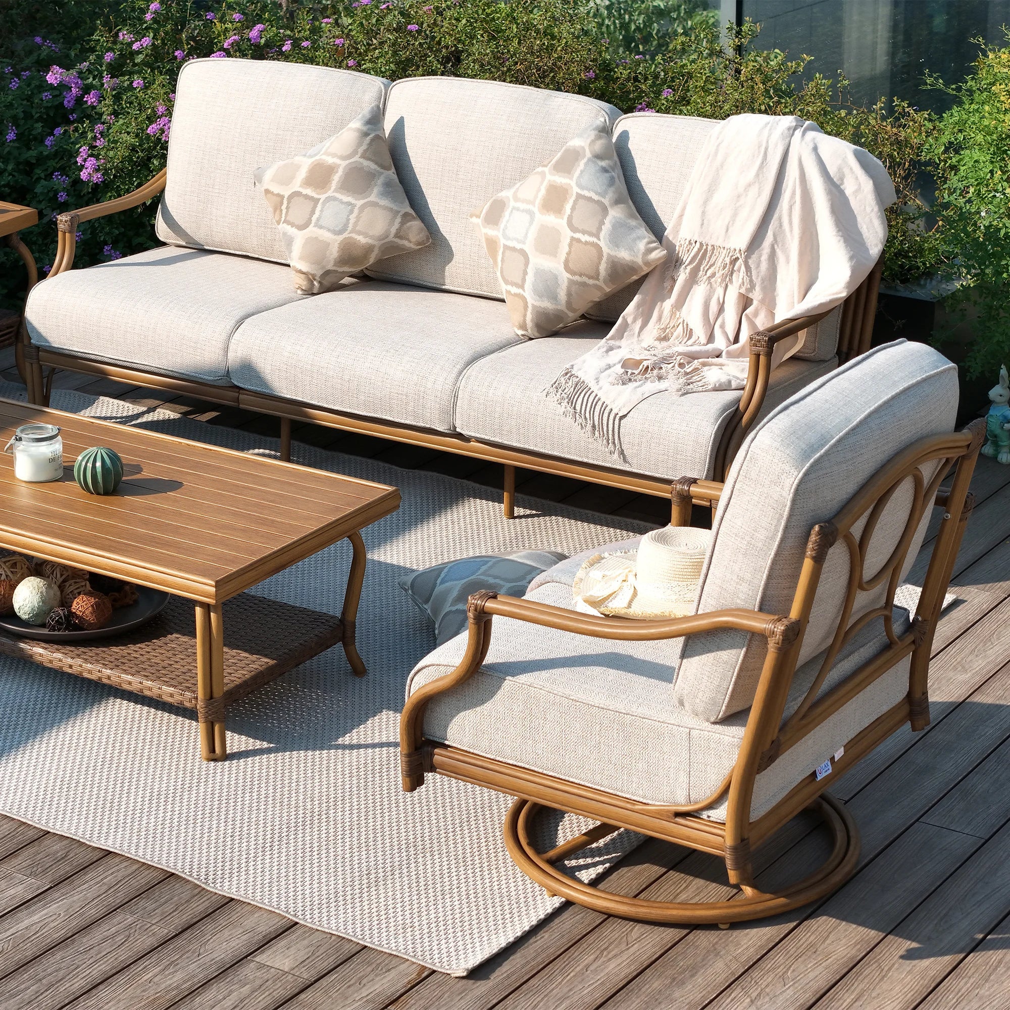 5-Piece Patio Furniture Sets With Swivel Chairs