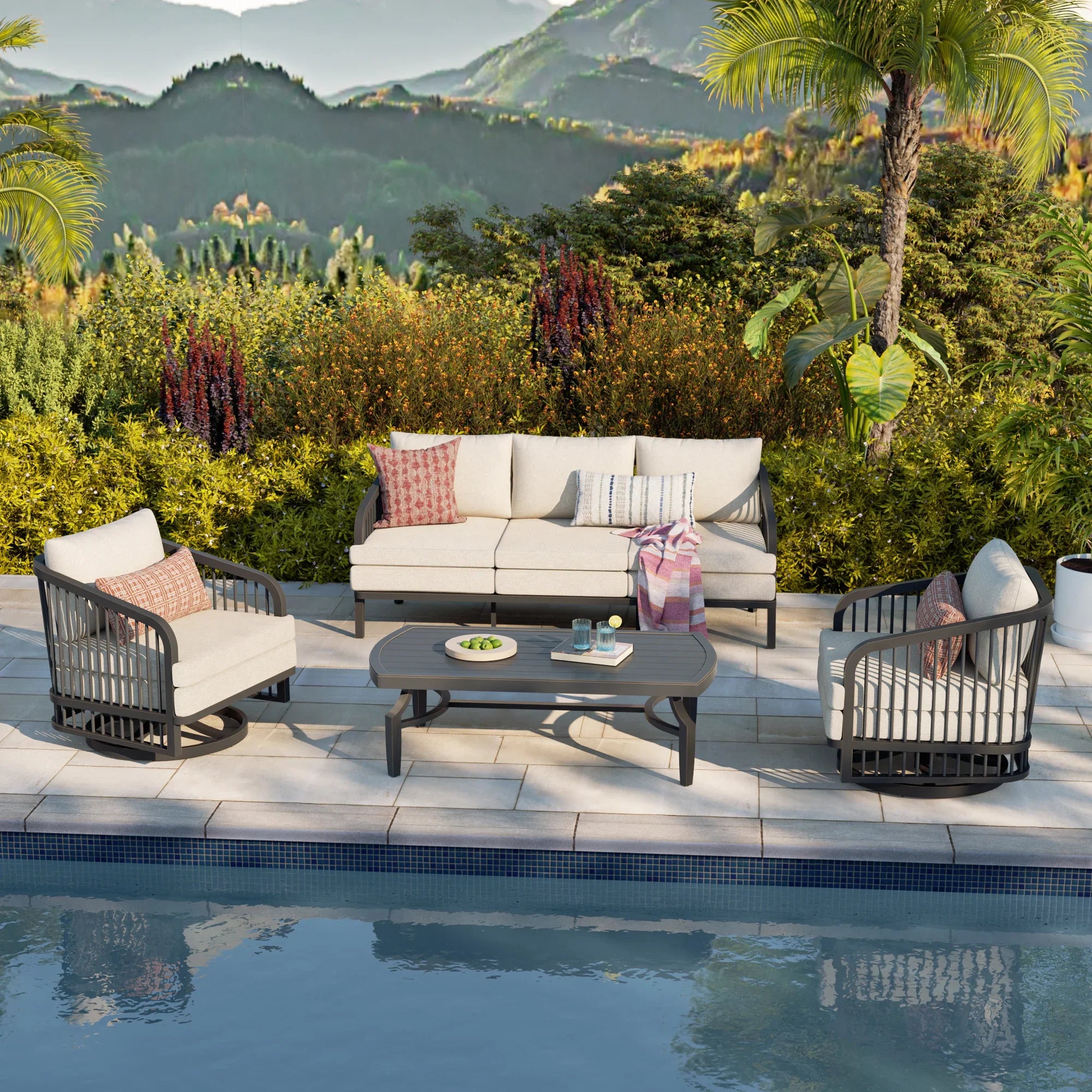 4-Piece Aluminum Outdoor Swivel Seating Set