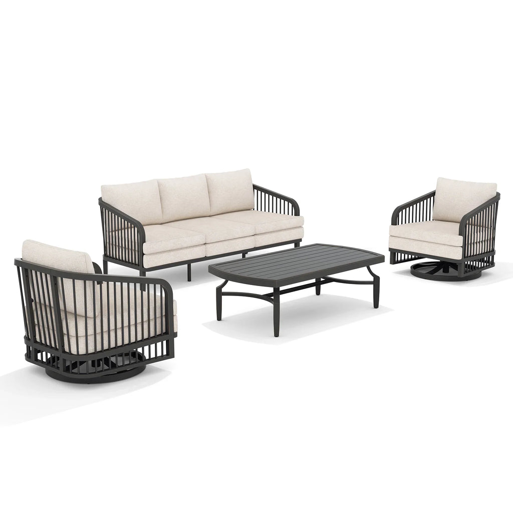 4-Piece Aluminum Outdoor Swivel Seating Set