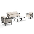 4-Piece Aluminum Patio Deep Sofa Set With Sintered Stone Tables