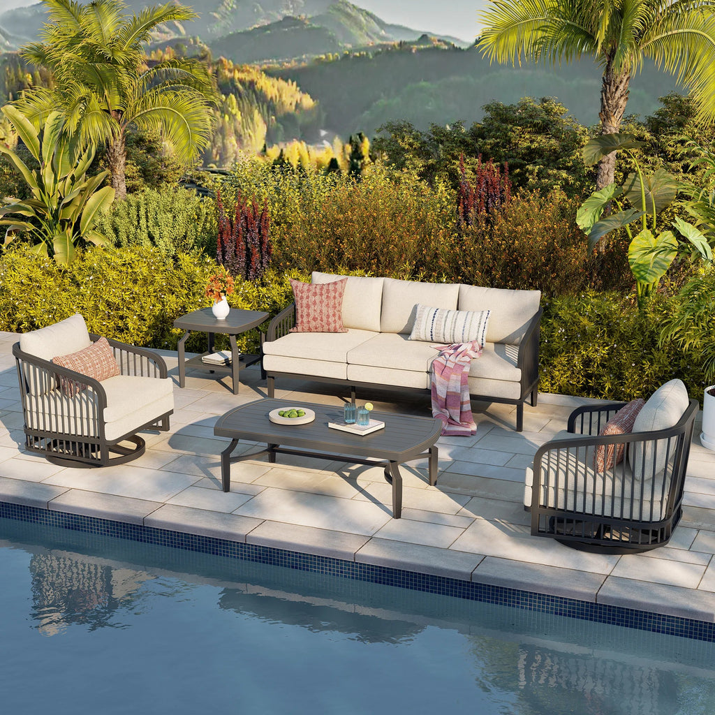 5-Piece Aluminum Outdoor Swivel Conversation Set