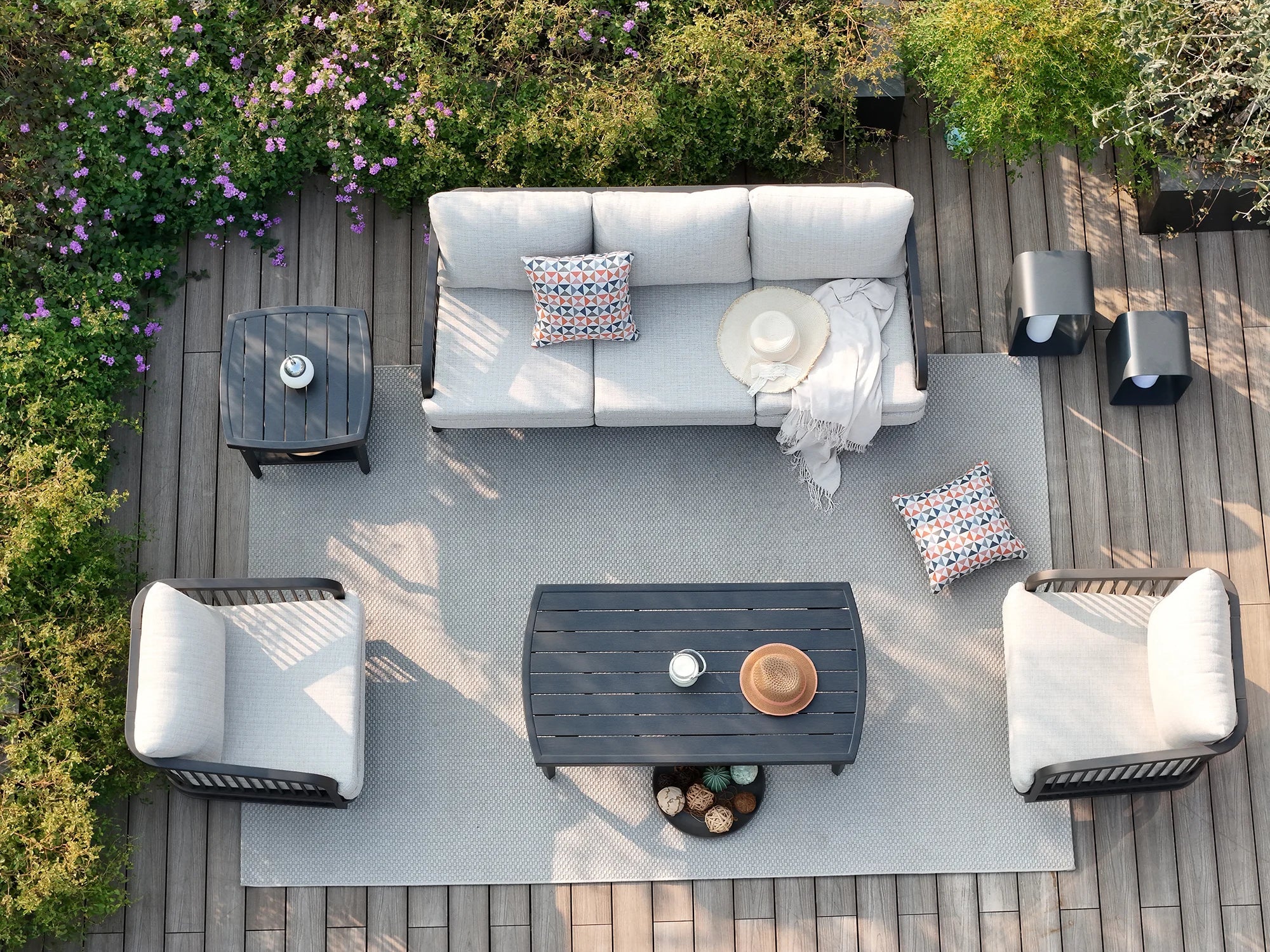 5-Piece Aluminum Outdoor Swivel Conversation Set