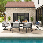 Asheville 7 Pieces Patio Rectangular Dining Table Set