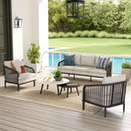 5-Piece Aluminum Patio Deep Sofa Set With Nesting Sintered Stone Tables