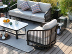 4-Piece Aluminum Patio Swivel Seating Set With Sintered Stone Tables