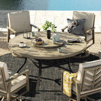Aluminum Round 60" Dining Table With Removable Lazy Susan for 6 People
