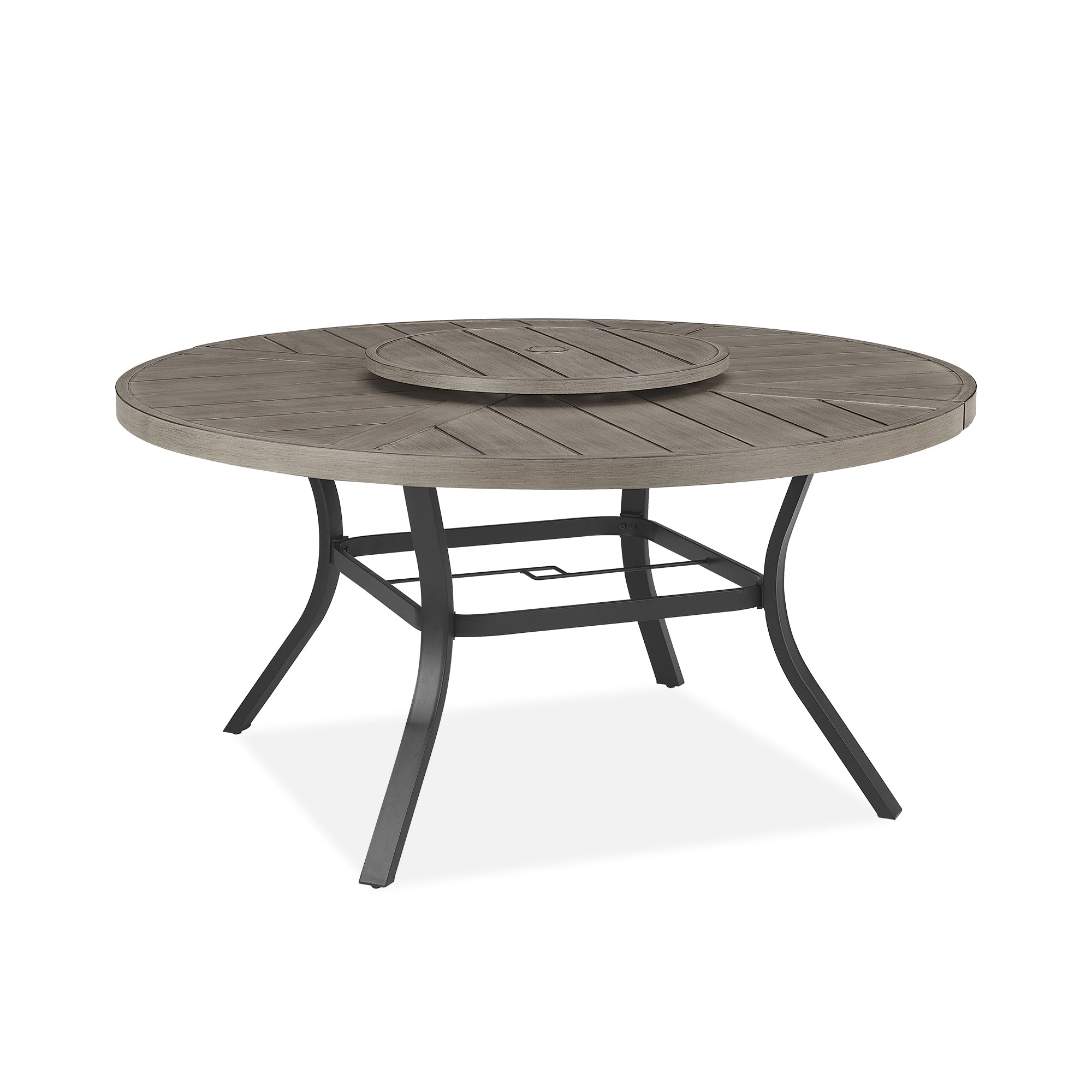 Aluminum Round 60" Dining Table With Removable Lazy Susan for 6 People