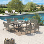 Outdoor Square Dining Table Set For 8-Person With Sunbrella® Cushions