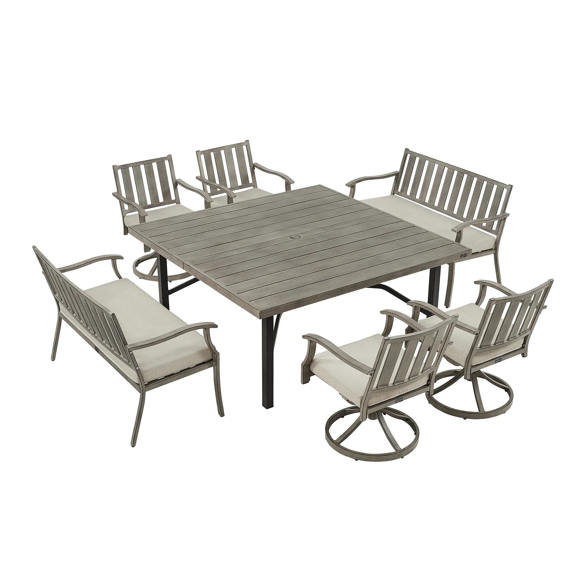 Outdoor Square Dining Table Set For 8-Person With Sunbrella® Cushions