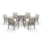 Outdoor Dining Set with Fixed Chair and Lazy Susan
