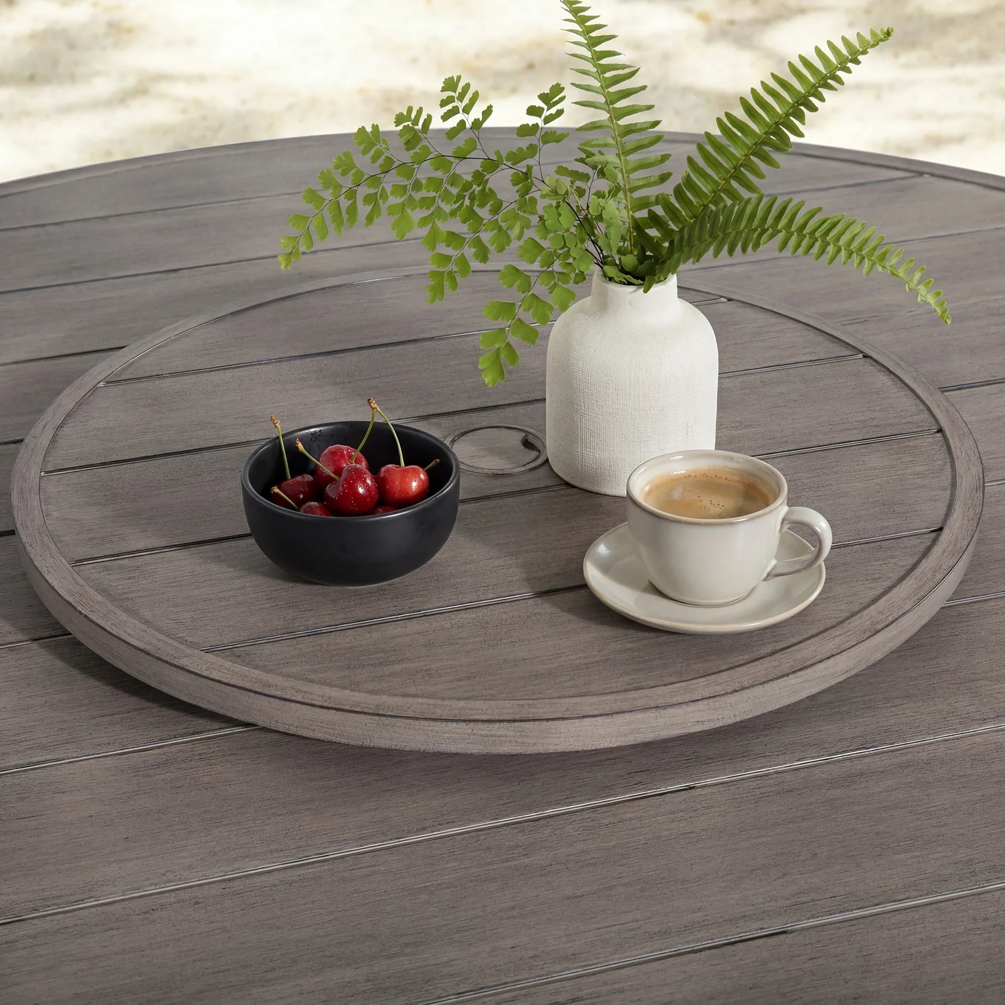 Aluminum Patio Round Dining Table With Lazy Susan
