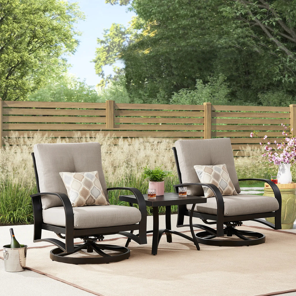 3- Piece Aluminum Patio Bistro Sets with Sunbrella® Cushions