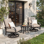 3- Pieces Outdoor Bistro Sets with Swivel Chair and Sunbrella® Cushions
