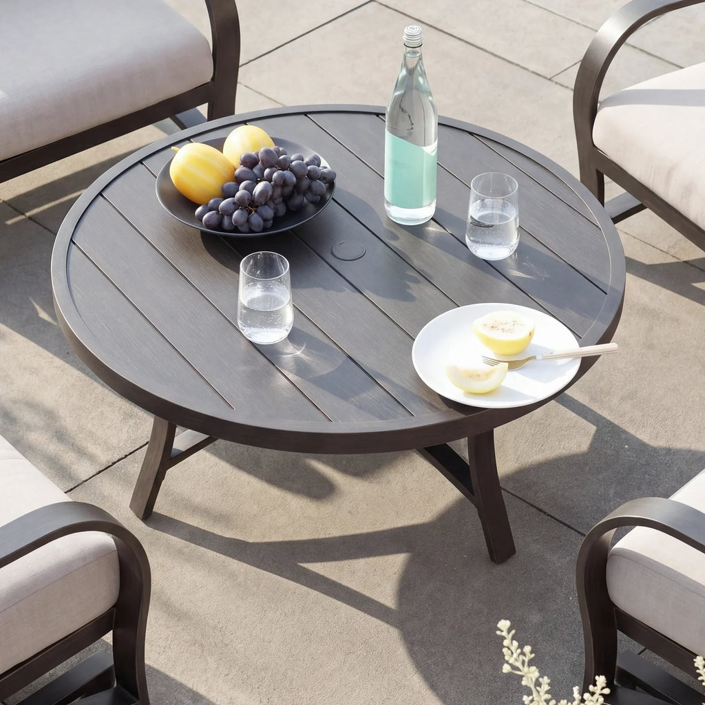 4-Person Patio Swivel Chair Sets With Round Coffee Table