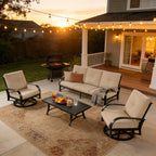 4- Piece Aluminum Patio Conversation Sofa Sets with Sunbrella® Cushions