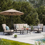 4- Piece Aluminum Patio Conversation Sofa Sets with Sunbrella® Cushions