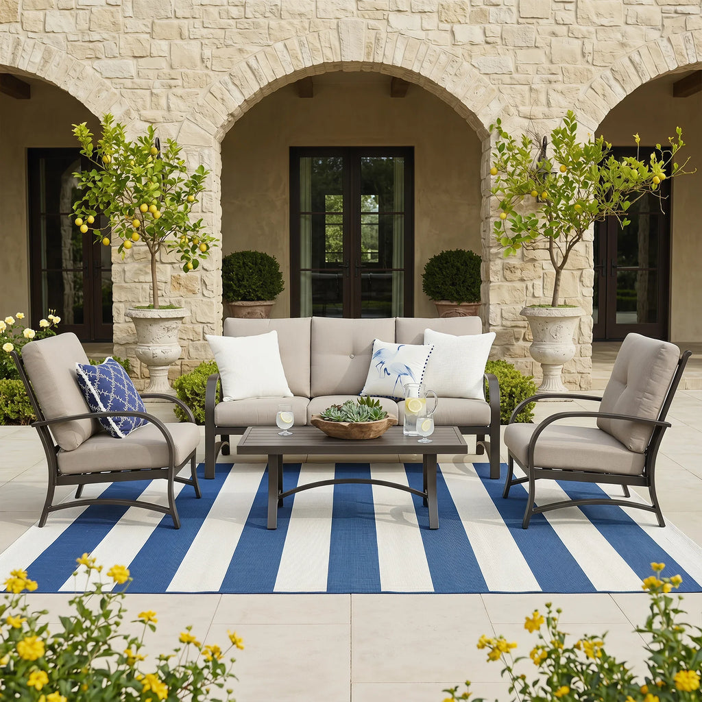 4-Piece Aluminum Patio Deep Seating Sets with Sunbrella® Cushions
