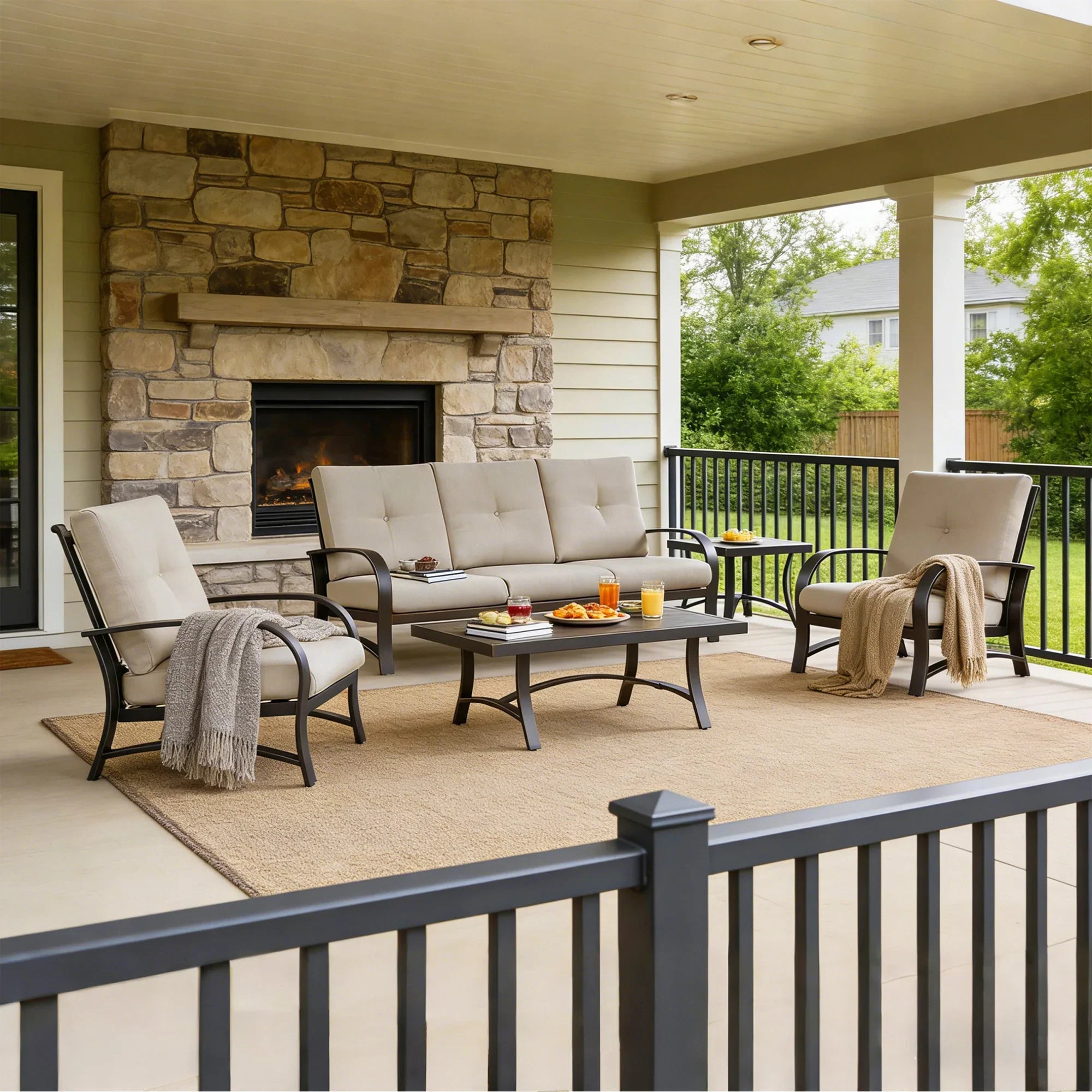 5- Piece Aluminum Patio Sofa Sets with Sunbrella® Cushions