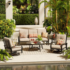 5- Piece Aluminum Patio Furniture Sofa Sets With Round Table