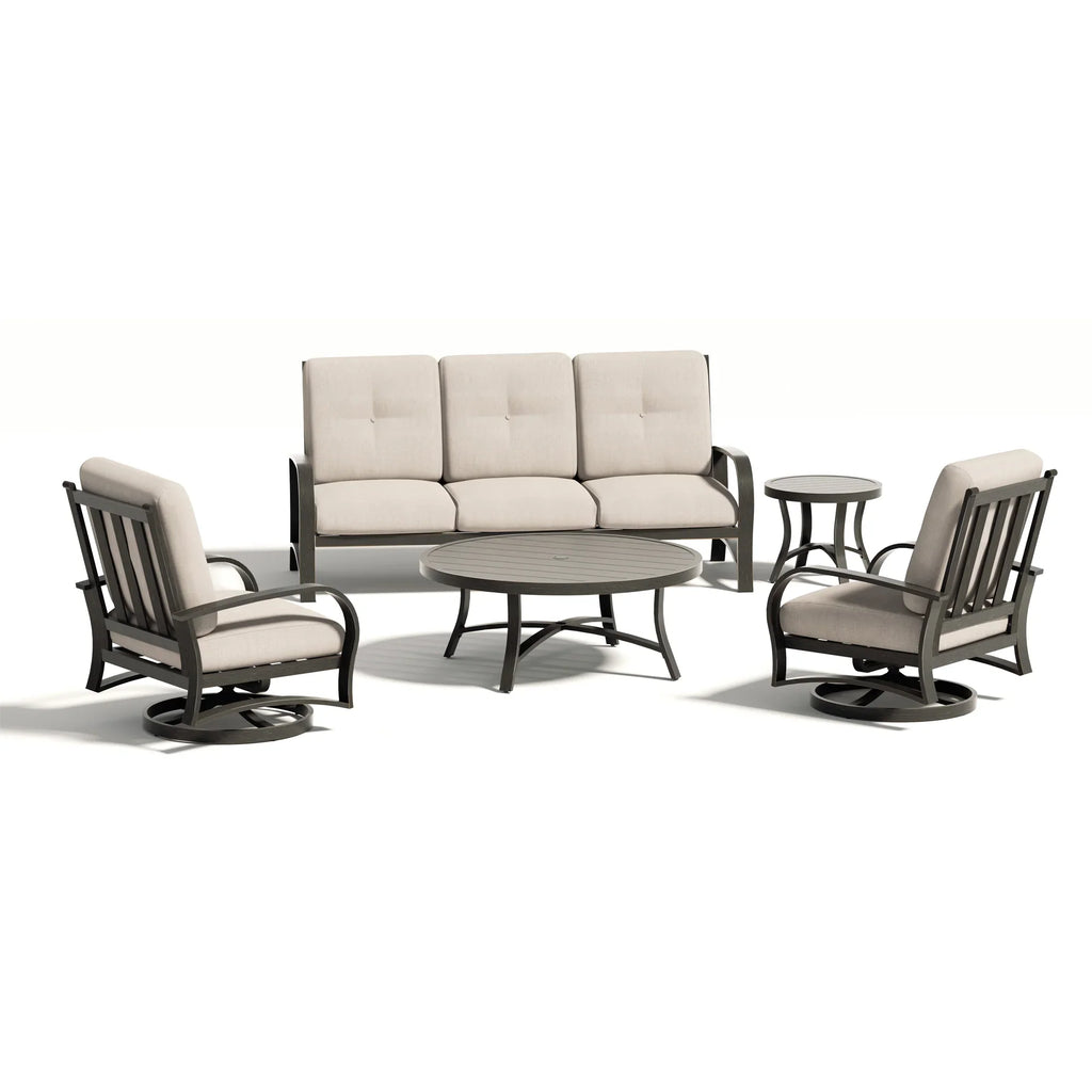 5- Piece Aluminum Patio Furniture Sofa Sets With Round Table