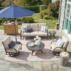 5- Piece Aluminum Patio Furniture Sofa Sets With Round Table