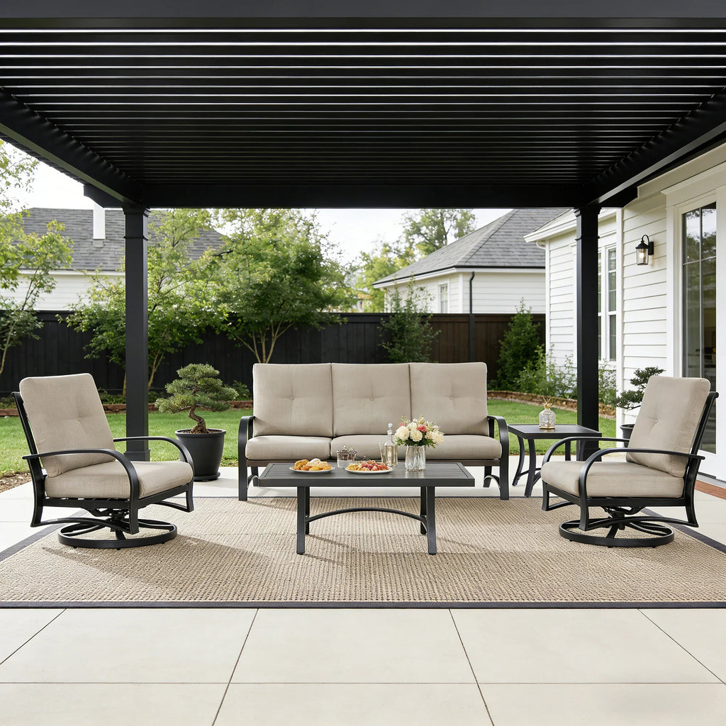 5- Piece Aluminum Outdoor Furniture Sofa Sets with Sunbrella® Cushions