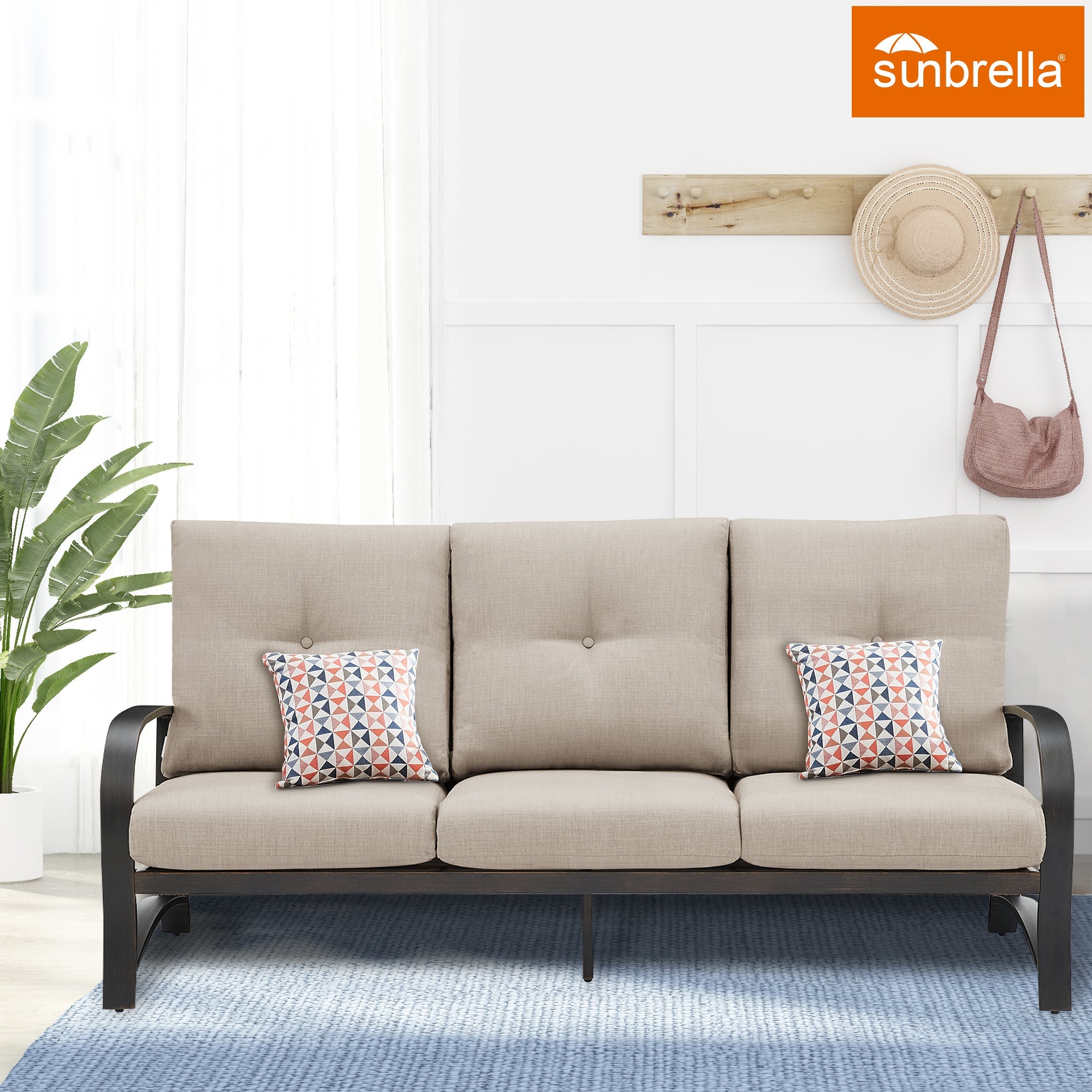3-Seater Patio Sofa with Sunbrella® Cushions