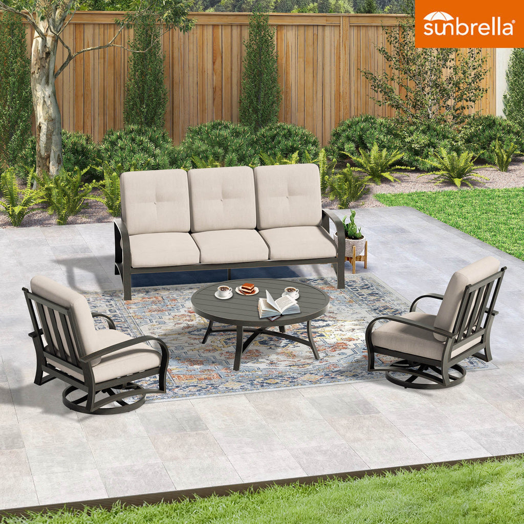 Aluminum 5- Seat Patio Conversation Sets With Sunbrella® Cushions