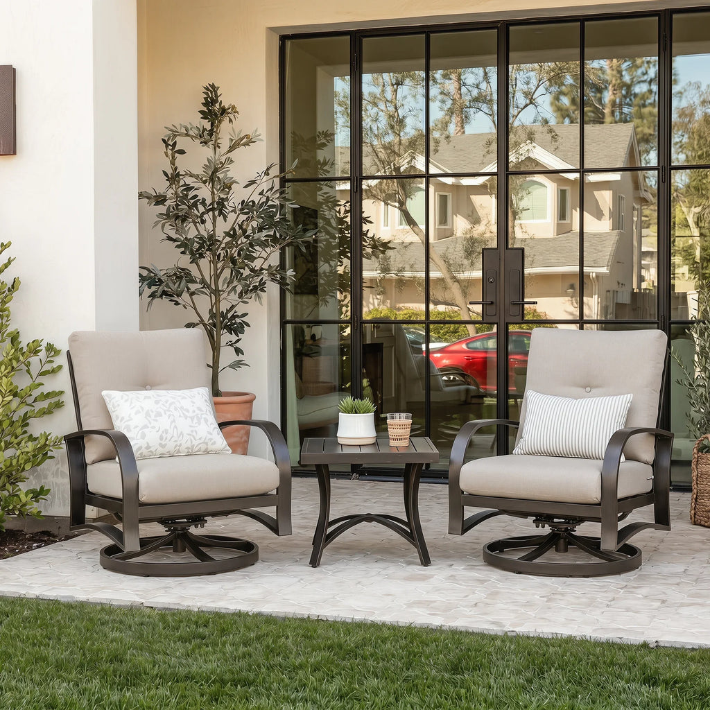 3- Piece Aluminum Patio Bistro Sets with Sunbrella® Cushions