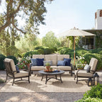 Aluminum Outdoor Sofa and 2 Chairs with Round Coffee Table