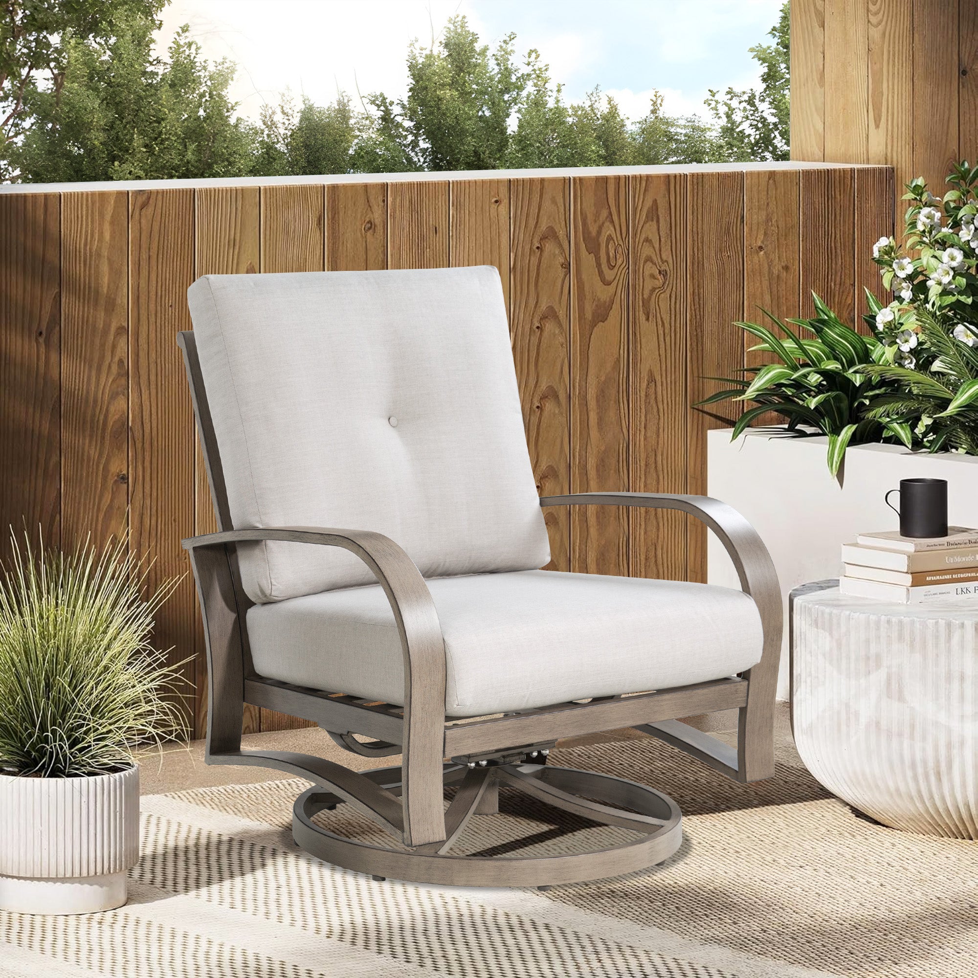 Aluminum Swivel Club Chair with Sunbrella® Cushions